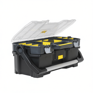 Caja de herramientas con organizador desmontable, color negro y amarillo, estuche de almacenamiento de 12 compartimentos para herramientas y equipos - Product Image 2