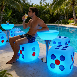 Sillas Decorativas LED para Casino con Cambio de Color, Muebles de <span class=keywords><strong>Bar</strong></span> de Plástico Impermeables para Discoteca, Salón, <span class=keywords><strong>Bar</strong></span> al Aire Libre y Hogar - Product Image 3