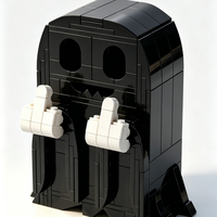 Set Blok Bangunan Hantu Hitam Lucu dengan Gerakan Jari Tengah, Kit Model MOC Kreatif dan Penuh Gaya, Hadiah Dekorasi Meja Unik untuk Dewasa.