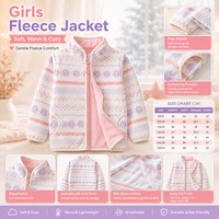 Veste polaire zippée pour filles, motif Fair Isle, douce et thermique, tendance, vêtements d'hiver chauds, multicolores