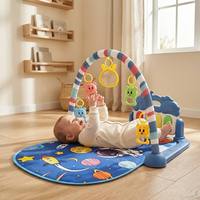 Tapis d'éveil musical pour bébé avec piano interactif, centre d'activités, tapis de jeu animaux de la jungle pour nouveau-né et nourrisson avec jouets suspendus et miroir