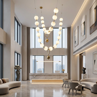 Lustre LED moderne style collier de perles, suspension bouddha pour villa, appartement, duplex, loft, éclairage d'escalier en colimaçon