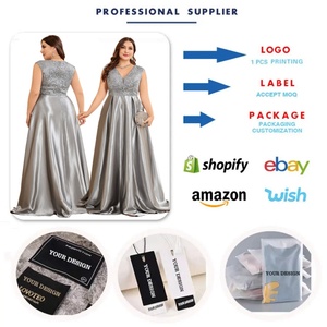 Robes de soirée luxueuses grande taille pour femmes, sans manches, col en V, en satin et dentelle, robes de mariée style A, robes de demoiselle d'honneur - Product Image 4