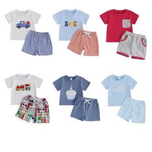 Lots de vêtements d'été pour enfants, imprimés de dessins animés, style décontracté, en coton, nouvelle marque, Guangdong TZ-023, en stock, vente en gros - Product Image 1