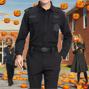 Costume unisexe pour enfants, ensemble de tenue de policier avec <span class=keywords><strong>pantalon</strong></span> et haut en polyester pour les fêtes d'Halloween et les jeux de rôle - Product Image 2