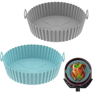 8 Inch Bpa Gratis Herbruikbare Air Friteuses Oven Accessoires Non-stick Voedsel Veilig Opvouwbare Air Friteuse Siliconen Pot Mand liner