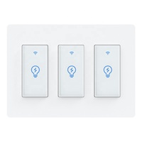 Double interrupteur lumineux, wi-fi, 2 gangs, intelligent, compatible avec l'assistant Google et IFTTT, pour Alexa,