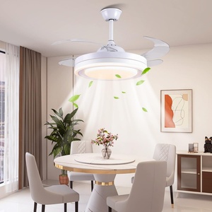 Ventilateurs de plafond au design moderne avec commande par application et télécommande, ventilateurs de plafond à montage encastré à profil bas avec éclairage - Product Image 5