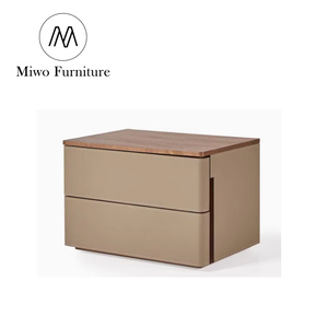 Ý khách sạn hiện đại biệt thự đồ nội thất phòng ngủ thiết kế đơn giản yên da đầu giường bàn gỗ lưu trữ đầu giường gỗ - Product Image 4