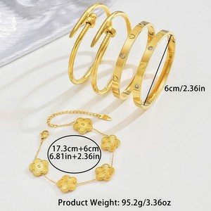 Women's Waterproof Stainless Steel 18K Gold Plated High-grade Exquisite Trendy Bangle Set Ball Gift for Party - Product Image 4