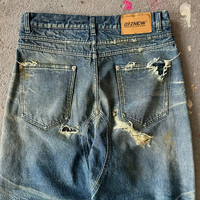 DiZNEW 2025 Jean Taille Haute Baggy pour Garçons Coupe Slim Délavé Léopard Imperméable en Jean Souple Coupe Crayon Grande Taille Bleu