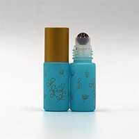 Flacon roll-on en verre mat 5ml 10ml avec bouchon à vis imprimé floral pour huiles essentielles, parfums et soins de la peau