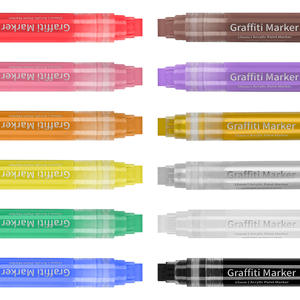 Grand stylo marqueur <span class=keywords><strong>acrylique</strong></span> 15mm tête plate <span class=keywords><strong>noir</strong></span> et blanc peinture à base d'eau marqueur <span class=keywords><strong>feutre</strong></span> pointe peinture bricolage Graffiti - Product Image 4