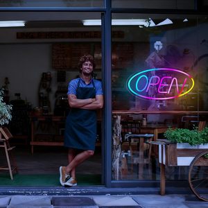 Enseigne néon ovale RVB à couleurs changeantes, en acrylique, à intensité variable, pour la publicité LED dans les cafés, bars, boulangeries, commerces de détail, devantures de magasins et la décoration professionnelle - Product Image 2