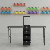 Table de manucure pliable en aluminium durable avec roulettes, idéale pour le maquillage, les salons de beauté, les coiffeuses et les esthéticiennes