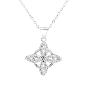 Colgante de Nudo Celta de Geometría Sagrada, Plata 925, Collar con Diamantes Entrelazados, Joyería de Bucle Eterno en Tendencia, con Empalmes Decorativos - Product Image 1