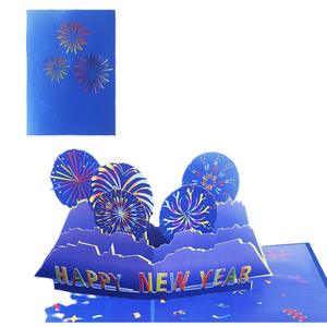 Tarjeta de Felicitación de Papel Rectangular Plegable con Diseño 3D de Fuegos Artificiales, Impresión UV y Barnizado UV, para Año Nuevo, Fiestas, Cumpleaños, Día de la Independencia - Product Image 5