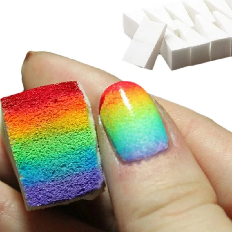 2021New Nail Tool 8pcs Nail Art Stamp for Stamping Polish Print White Triangle Soft Sponge DIY Nail Art Polish Gradient Color