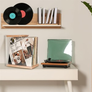 Factory Wholesale Woood <b>Record</b> Magazine Rack Storage Wooden <b>Record</b> Storage Rack for Home Desktop File Book Organization - Product Image 5