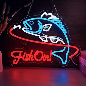 Letreros LED de Neón con la frase 'Fish On', regulables, alimentados por USB, luz ambiental, decoración para escaparates, luz indicadora de calle, personalizables, 5v - Product Image 6