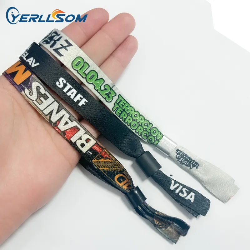 Wholesale Eco-friendly Polyester Polyester Adjustable Festival Custom Fabric wristband