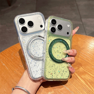 Étui de téléphone portable transparent de luxe avec support magnétique à paillettes pour iPhone 17 16 15 14 Pro Max, coque arrière robuste en TPU avec béquille intégrée - Product Image 5