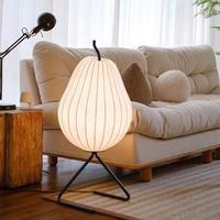 Lampe de sol en tissu LED de style asiatique en forme de poire pour salon