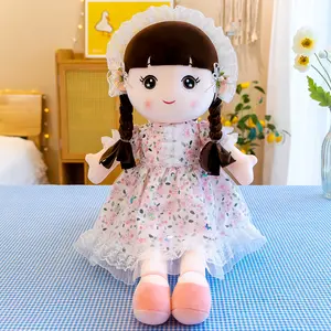 Muñeca personalizada para niña pequeña, bonita muñeca de princesa vestida, falda Floral, de trapo