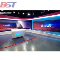 Table de diffusion radio personnalisée en pierre artificielle blanche avec éclairage LED