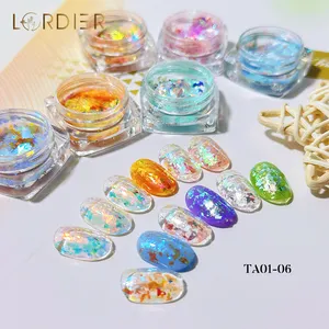 Hot Design Opal Crystal Polvo de uñas iridiscente Aurora Mirror Nail Flake Lentejuelas holográficas Nail Art