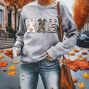C1114B842 BB Suéter de Punto con Estampado Animal para Mujer, Otoño Invierno, Antipilling, Estilo Europeo Americano - Product Image 2