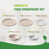 Assiette jetable blanche écologique de 6 pouces, résistante, anti-graisse, en bagasse de canne à sucre, compostable, pour plats à emporter et fêtes