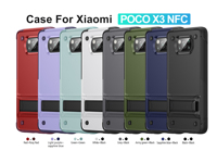 Penutup ponsel Premium 2-in-1 untuk Xiaomi Poco X3 NFC desain dudukan anti-jatuh dengan perlindungan lensa terbuat dari bahan PC