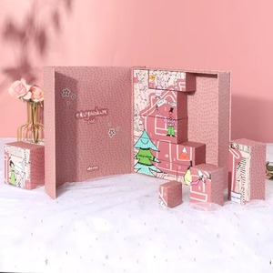 Caja de Calendario de Adviento de Papel Rosa con Cierre Magnético, Impresión de Logotipo Personalizado, Empaque de Regalo para la Cuenta Regresiva de Navidad - Product Image 4