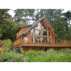 Cabaña Moderna Elevada y Duradera de Madera con Techo a Dos Aguas de Cristal Grande y Terraza Espaciosa, Chalet para Vacaciones en el Bosque, Ideal para Uso en Villas - Product Image 1