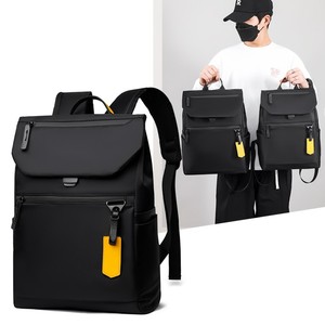 Men's Laptop <b>Backpack</b> 15 Inches Large Capacity Lightweight Business Travel Shoulder Bag Solid Color <b>Black</b> - Product Image 1