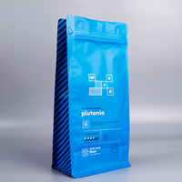Sac de café personnalisé imprimé à fond carré avec fermeture à glissière intégrée en feuille d'aluminium à fond plat avec valve et logo