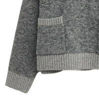 Cardigan en maille pour femme à col rond, patchwork color block, avec bordure contrastante, boutonnage frontal, poignets et ourlet côtelés, coupe ample