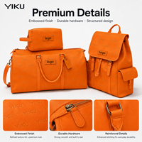 Juego de 3 Piezas de Bolsa de Viaje de Piel Sintética con Logotipo Personalizado YIKU, MOQ 100, Impermeable, Bolsa de Lona, Bolsa de Cosméticos, Bolsa de Viaje de Fin de Semana