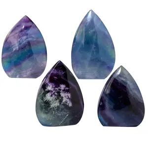 New Natural Energy Crystal Wand Hand Polished Rainbow Fluoride Flame Point for Decorate