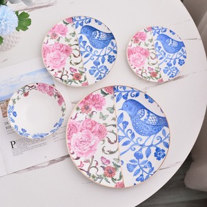 Wholesale Modern Luxury Bone China Dinnerware Set Sustainable Plant 4-Piece <b>Gift</b> <b>Box</b> Ceramic Gold Rim Plate Home <b>Wedding</b> Party - Product Image 5