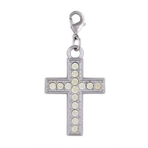 Ciondolo a croce in cristallo con strass tono argento per la creazione di gioielli - Product Image 1