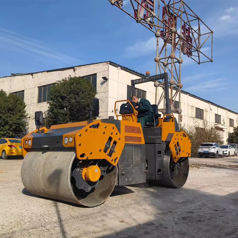 Inşaat makineleri Mini asfalt çift davul vibrasyonlu silindir 1ton 2ton 3 ton Mini yol silindir sıkıştırıcı