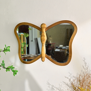Rustic Europe Home Decor Eco-friendly 5.0mm Thick Wooden <b>Wall</b> <b>Art</b> <b>Mirror</b> Butterfly Shaped Design - Product Image 6