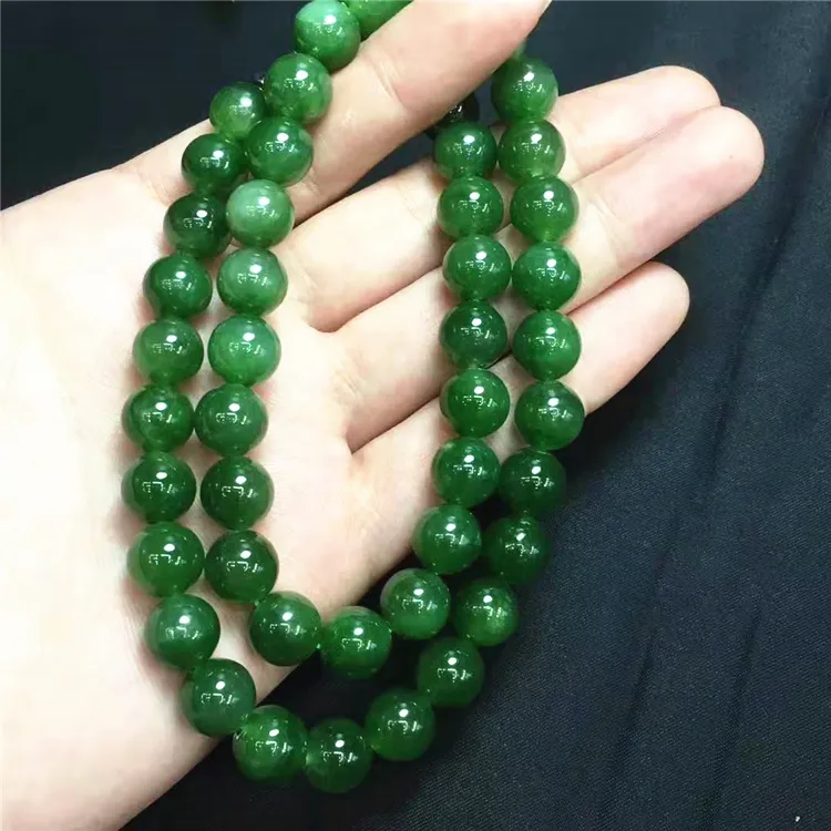 China Fabriek Groothandel Jade Steen Sieraden Hetian Green Jade 10mm Natuurlijke Jasperite Charme Ketting Kralen