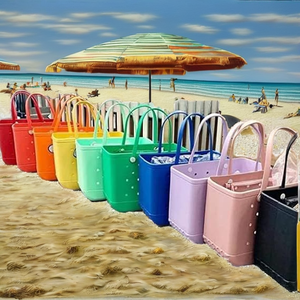 Sac fourre-tout décontracté fait main en EVA, élégant, imperméable, à motifs floraux, durable, avec deux poignées, grande capacité, léger, écologique, ouvert, pour la plage - Product Image 2