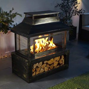 Brasero de camping extérieur en acier, modèle Chiminea Pyramide, peint, pour jardin et arrière-cour, compatible bois et charbon de bois - Product Image 4