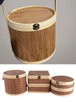 Boîte à lunch en bambou écologique, panier de pique-nique minimaliste moderne avec poignée, panier de rangement pour fleurs, panier cadeau de Noël