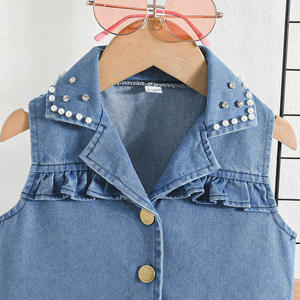 Nuovo Set 2 Pezzi in Denim per Ragazze 2026: Gilet con Volant e Gonna Corta Irregolare a Vita Alta - Outfit alla Moda - Product Image 4