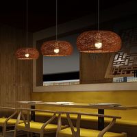 Lámpara de araña creativa de ratán, iluminación artística personalizada para restaurante, casa de té, sala privada, mesa de comedor
